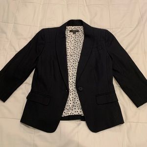 Ann Taylor petite cropped arm black blazer with black and white lining